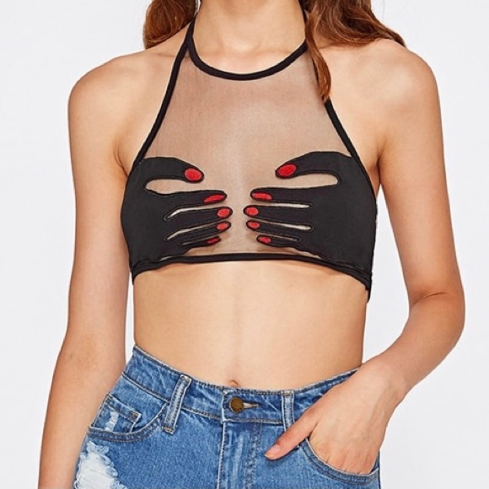 SOLD!! Mesh Hands Halter Top